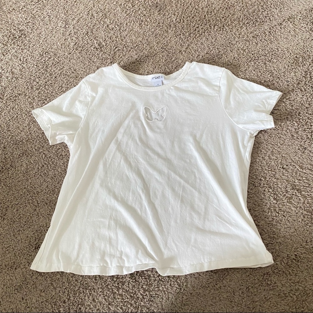 Rue 21 // Plus White Butterfly Cutout T-Shirt
